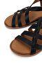 Women's Genuine Leather Black Flat Sandals - 4
