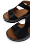 Women's Genuine Leather Black Flat Sandals - 4