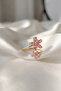Zircon Stone Sparkling Colorful Flower Design Adjustable Ring - 3