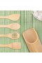 Bamboo Wooden Spoons set, 5-piece wooden cooking spatulas & spoons with holder, natural teak wood kitchen utensils, non-scratch non-stick safe Kitchen Utensil Set Premium Quality - 4