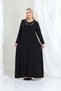 Women's Plus Size Black, Embroidered Collar Viscose Combed Cotton Stylish Dress - 6