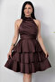 Halter Neck Layered Satin Dress Drp565 - 2