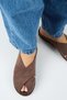 Jimena Women's Genuine Leather Flat Open-Front Detailed Sabo Brown Slippers - 8