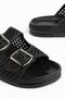 Betty Women's Black Rubber Double Buckle Poly Sole Slippers - 3