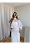 Ecru Chiffon Polka Dot Blouse Skirt Set - 4097 - 3215 - 4