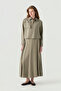 Embroidery Detailed Zippered Shirt Collar Gray Suit 1741 - 3