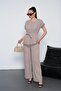 Women's Mink Lace Detailed Belted Top and Bottom Set Pc083 - 6