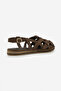 Women's Genuine Leather Striped Back-Strap Casual Sandals Zagolin Brown Suede - 7
