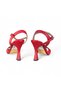 Women's Genuine Leather Ankle Buckle Thin Heeled Evening Dress Shoes Red - 4