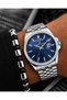 Men's Wristwatch Silver Color Steel Band Blue Dial with Calendar 2 Years Warranty - 5