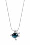 Women's Anti-Tarnish Steel Necklace with Blue Galaxy Stone and Turtle Figure