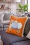 Fancy Cow Pattern Fringed Throw Pillow Cover - Cream Tassels Orange Background Pillow Cover - 2