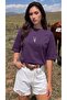 Women's oversized loose fit t-shirt - deer purple