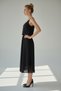 Women's Black Dress with Rope Detail and Flared Circle Skirt 51017 - 4