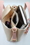 Women's Cream Powder Large Size Inner Pocket Double Handle Scarf Detailed Useful Cross Strap Hand and Shoulder Bag - 5