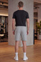 Men's Gray Ultra Light Parachute Fabric Bermuda Shorts with Pockets and Elastic Waist - 6