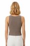 Premium - Tide Collection |   Mink Crew Neck Wrinkled Textured Sleeveless Women's Crop Blouse - 5
