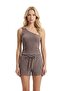 Premium - Tide Collection |   Mink Lace-Up Wrinkled Textured Comfortable Cut Women's Shorts - 5