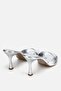 Women's silver pointed toe metallic high heel evening slippers - 3