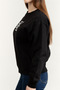 Women's Regular Fit Cotton Logo Embroidered Long Sleeve Black Sweatshirt - 3