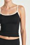 Contrast Striped Strappy Knitted Tank Top Lub0373 Black and White - 4