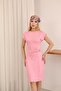 Pink Draped Women's Dress with Gold Accessory Detail - 8