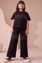 Girl's Stone Print Detailed T-Shirt and Wide-Leg Pants Set Stylish Casual Combination - 5