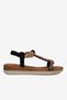 Women's Black Comfortable Fit Sandals with Scarf Detail and Stones - 2