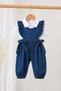 Baby Girl Denim Salopet Set White Collared Shirt Ruffle Jean Jumpsuit 2-Piece Summer Set 6-24 Months - 2