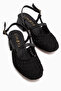 Rossi Black Knitted Detailed Women's Heeled Sandals - 5