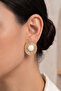 Vintage White Enamel Striped Upright Ellipse Earrings - 3
