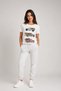Women's White Car Printed Cotton T-Shirt Pearl Stone Embroidered Blouse - 5