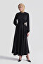 Buckle Detailed Satin Dress Black - 2