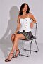 Women's Button Detailed White Summer Stylish Vest - 4