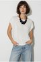 Women's Ecru Boat Neck Bat Sleeve Mercerized Cotton Knitwear Blouse Tk261058 60286223 - 3
