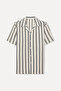 Men's Off-White Striped Comfort Fit Resort Collar Short Sleeve Shirt