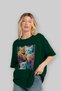 For the Love of Cats 20 Front Cat Printed Green Oversize T-Shirt 100% Cotton Unisex Cat Lover Premium Design - 4