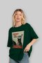 For the Love of Cats 126 Front Cat Printed Green Oversize T-Shirt 100% Cotton Unisex Cat Lover Premium Design - 4