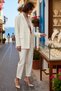 Women's Plus Size Jacket Lapel Long Sleeve Woven Blazer Pants Set High Waist Daily Casual Modern - 2
