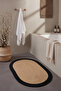 Luke Oval Single Bath Mat Brown Black Handwoven Wicker Jute Look Bohemian Bathroom Mat