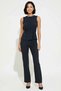Women's Plus Size Sleeveless Crew Neck Striped Scuba Crepe Knitted Belted Spanish Flare Pants Set Casual - 4