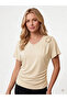 Women's V-Neck Buckle Detailed Short Sleeve Modal Fabric Blouse