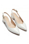 Été En Ville Patent Leather White Slingback Heeled Shoes |   Pointed Toe |   5 cm Low Heel - 5