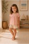 Lemon Printed Powder Girls' Cotton Short Sleeve Crew Neck T-Shirt