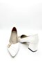 İlena Women's Double Mini Buckle Striped Pointed Toe Geometric Thick Square Heeled Office Stiletto - 6