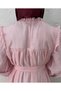 Aypare Voile Dress with Gathered Chest and Sleeves-Pa9887 Pink - 6