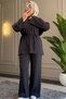 6050 - Stylish, Comfortable, Soft Modal Knitted Fabric Women's Set with Waist Tie Detail - 2
