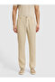 Beige Slim Fit Elastic Waist 100% Linen Trousers 50327868-Vr011 - 2