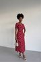 V-Neck Polka Dot Wrinkled Fabric Women's Dress