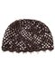 Women's Knitted Mesh Hat with Pearl Veil in Brown – Stylish Hair Accessory with Pearl Detail - 6